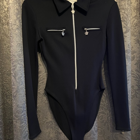 Rare Vintage, Versace intensive Black Medusa one piece, long sleeve bodysuit. - Picture 3 of 16